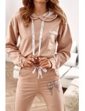 Women\'s tracksuit set with wings, beige FI624 - Online store - Boutique